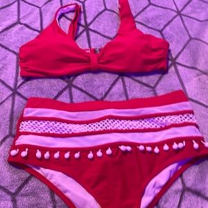 red and white bikini